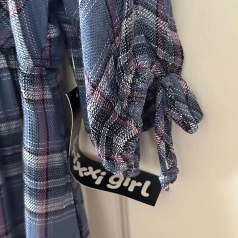 New Trixxi Girl Girls Blue Plaid Dress Size XL Extra Large